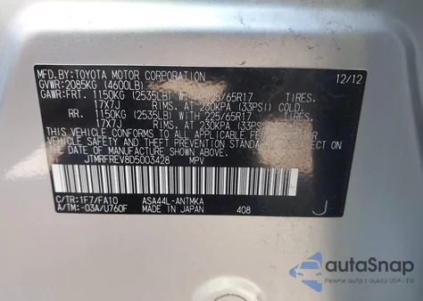 2013 Toyota Rav4 Xle z USA, uszkodzony, nr VIN JTMRFREV8D5003428